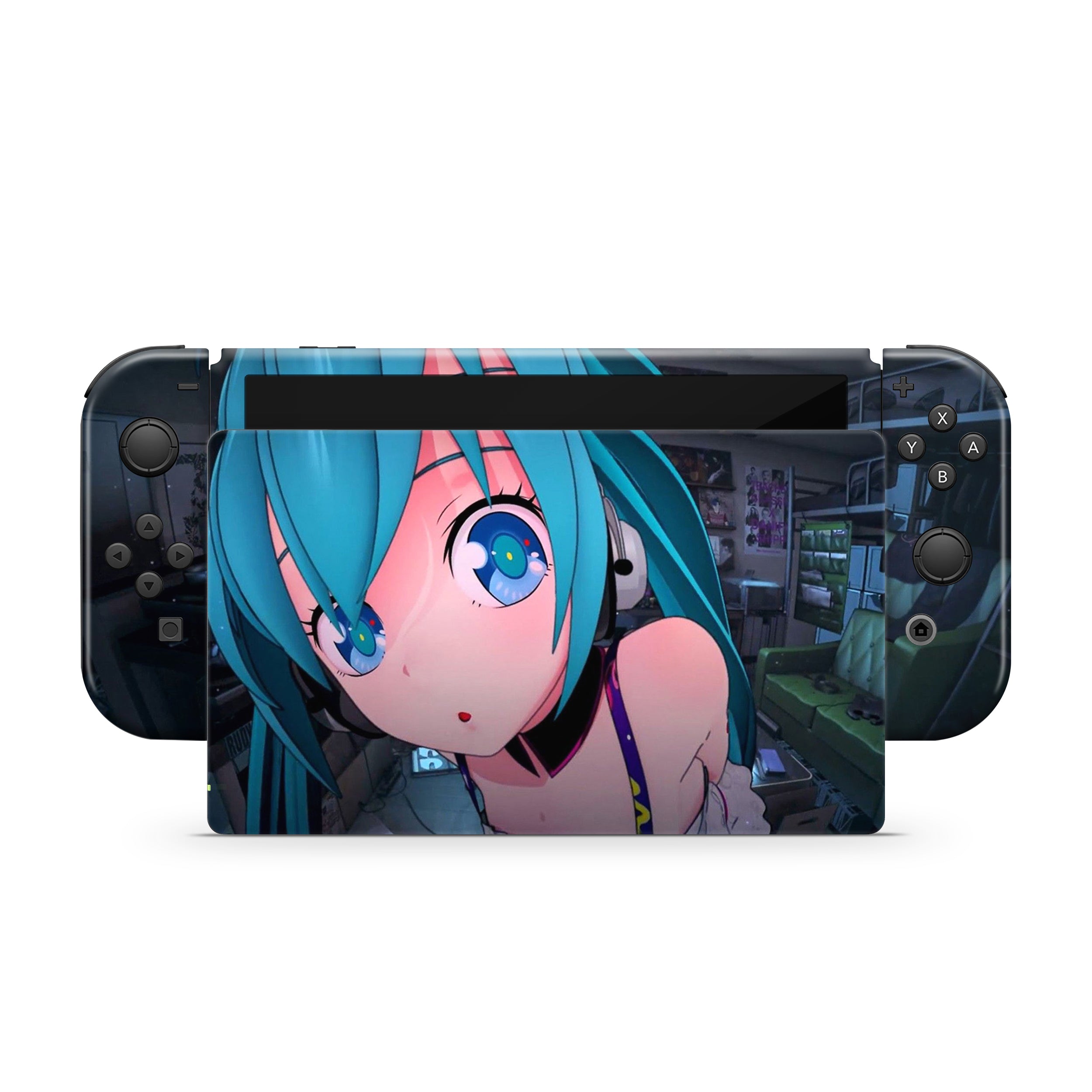 Blue Heroine v1 Nintendo Switch OLED Skin - Anime-inspired design