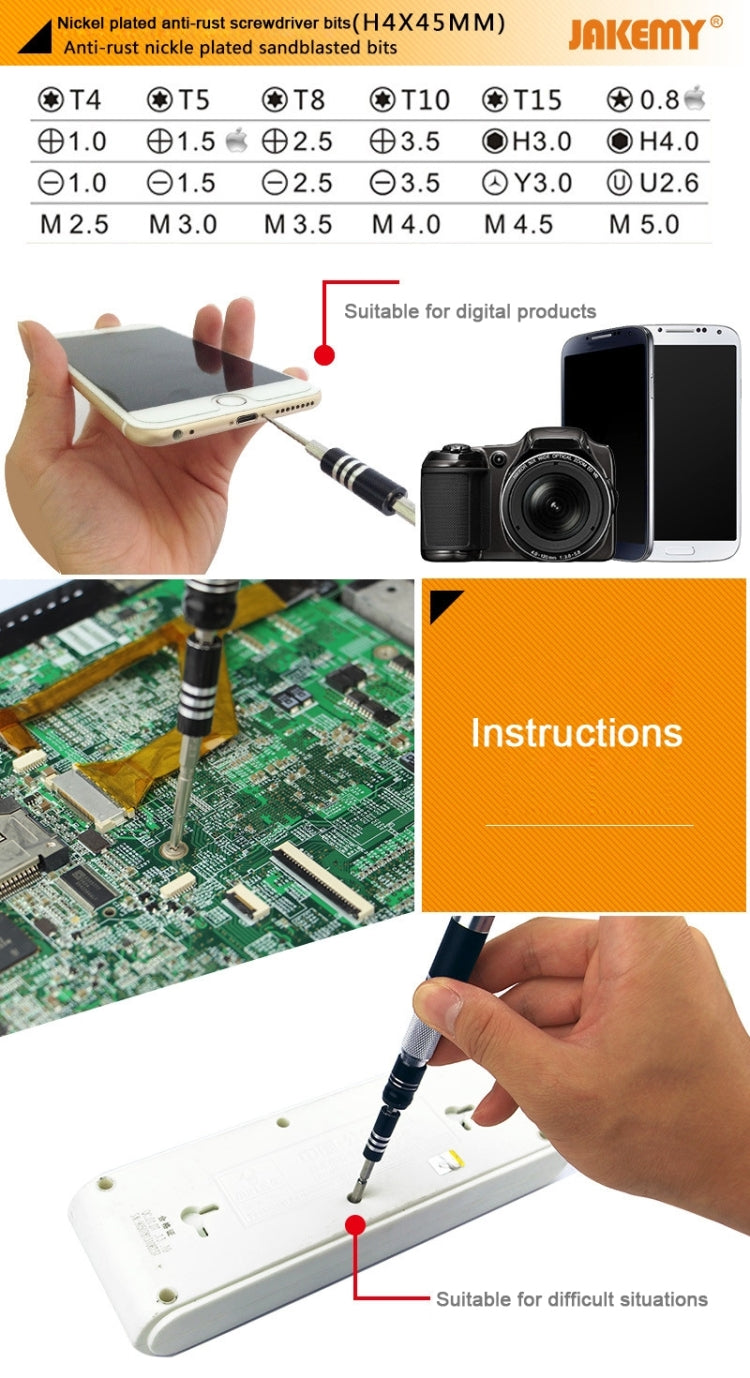 JAKEMY JM-8142 30 in 1 Aviation Aluminum Interchangeable Screwdriver Set