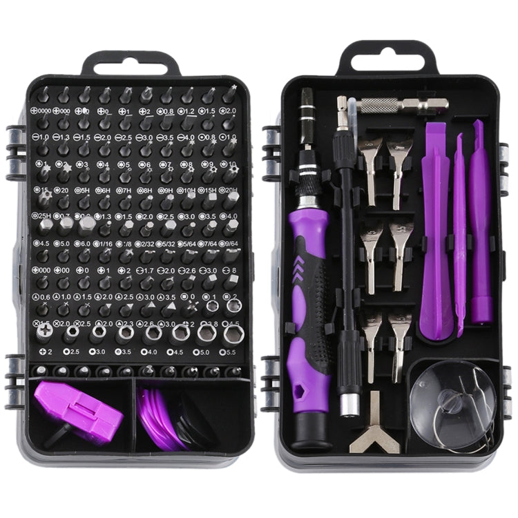 135 in 1 DIY Mobile Phone Disassembly Tool Clock Repair Multi-function Tool Screwdriver Set(Black Purple)