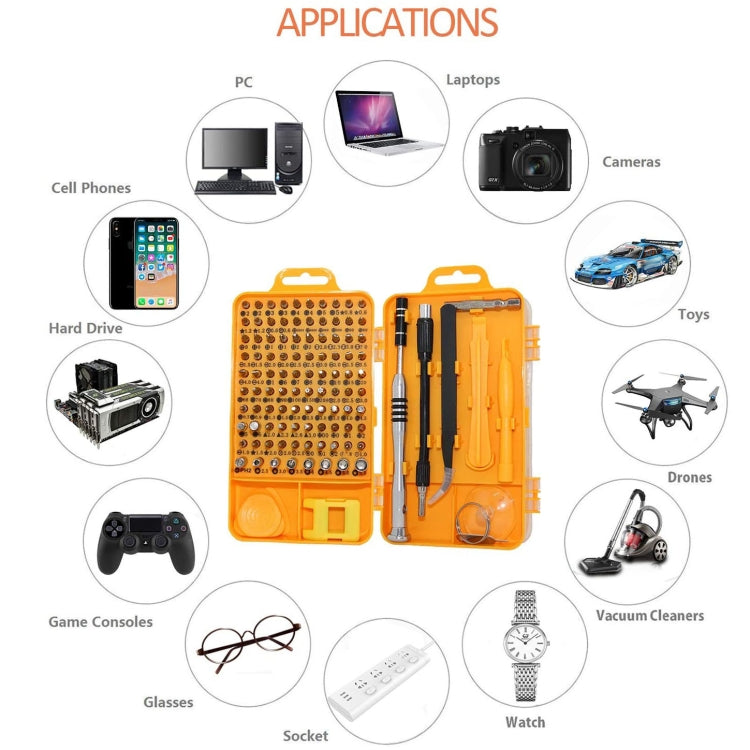 110 in 1 Watch Mobile Phone Disassembly Maintenance Tool Multi-function Chrome Vanadium Steel Screwdriver Set(Yellow)