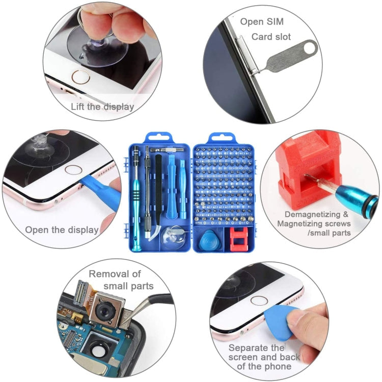 110 in 1 Watch Mobile Phone Disassembly Maintenance Tool Multi-function Chrome Vanadium Steel Screwdriver Set(Blue)