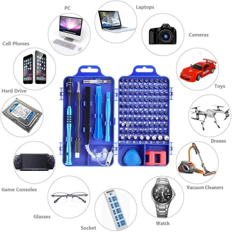 110 in 1 Watch Mobile Phone Disassembly Maintenance Tool Multi-function Chrome Vanadium Steel Screwdriver Set(Blue)