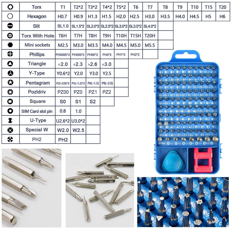110 in 1 Watch Mobile Phone Disassembly Maintenance Tool Multi-function Chrome Vanadium Steel Screwdriver Set(Blue)