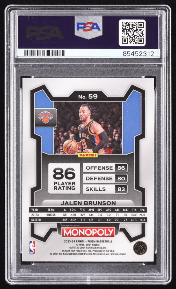 Jalen Brunson Signed 2023-24 Panini Prizm Monopoly Silver #59 (PSA Authentic)