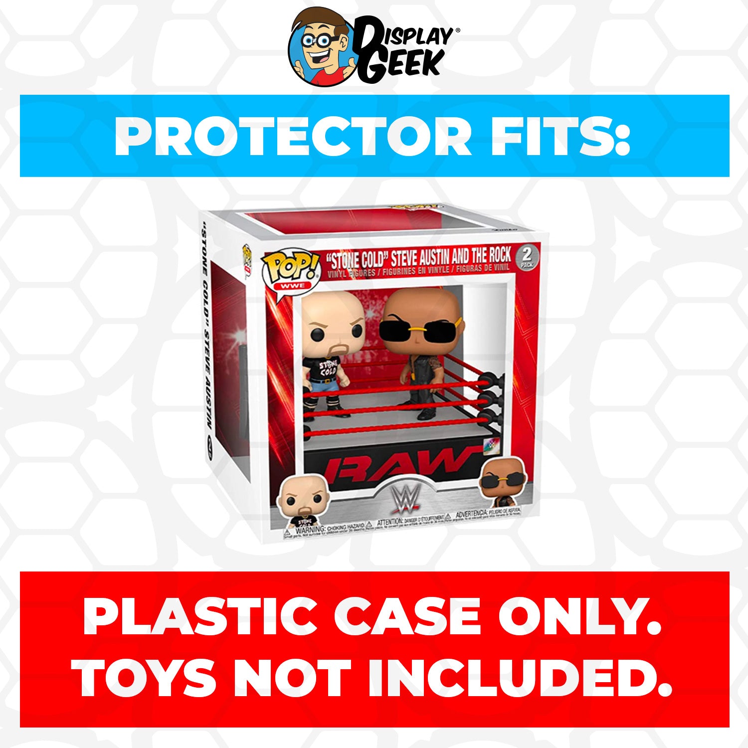 Pop Protector for 2 Pack Wrestling Ring Stone Cold Steve Austin and The Rock Funko Pop