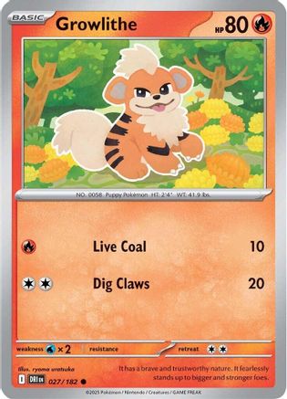 Growlithe 027 - SV10 Destined Rivals Reverse Holofoil