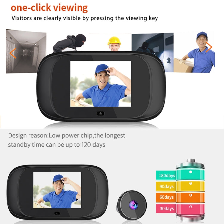 DD1S 2.8 inch Screen 1.0MP Smart Electronic Peephole Doorbell