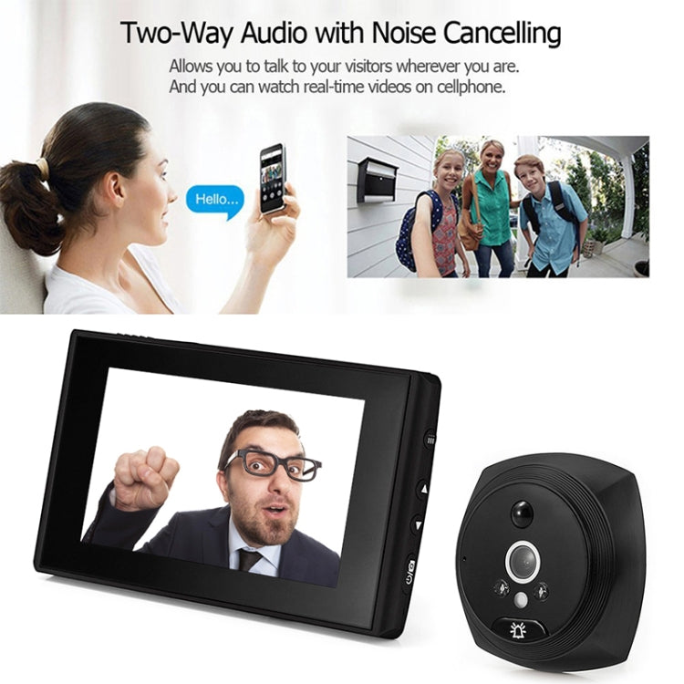 N7 4.5 inch Screen 1080P HD Night Vision Motion Detection Smart Cat Eye Video Doorbell (Black)
