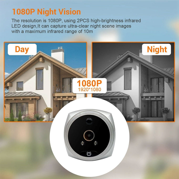 N7 4.5 inch Screen 1080P HD Night Vision Motion Detection Smart Cat Eye Video Doorbell (White)