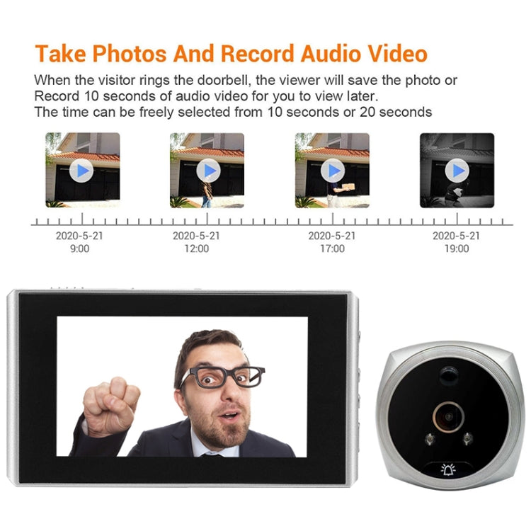 N7 4.5 inch Screen 1080P HD Night Vision Motion Detection Smart Cat Eye Video Doorbell (White)