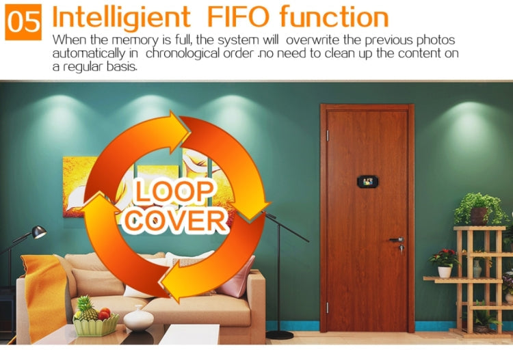 YB-30BH 3 inch Screen 1.0MP Security Camera Taking Picture Door Peephole, Support TF Card(Black)