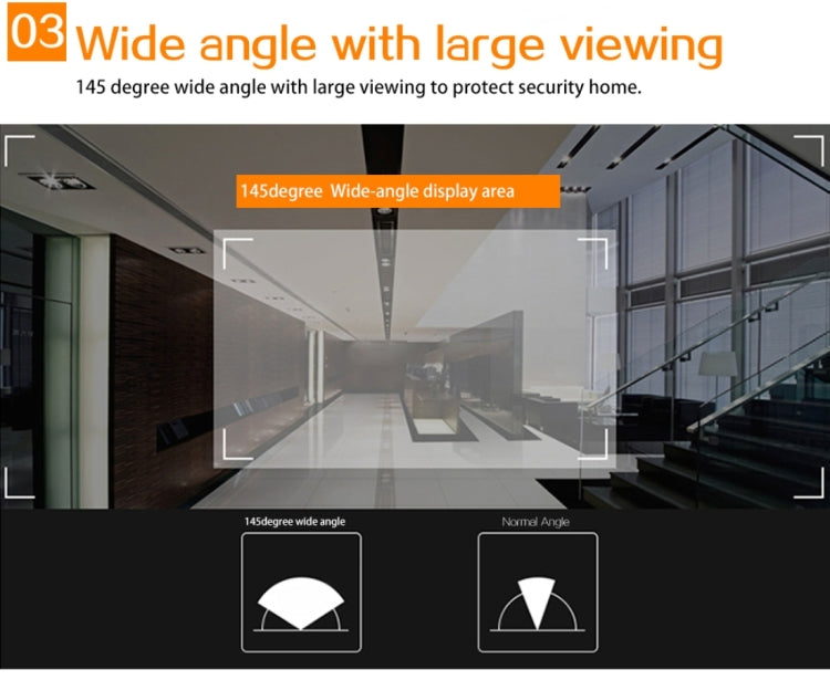 YB-43CH 4.3 inch Screen 1.0MP Security Camera Door Peephole with One-key to Watch Function(Black)