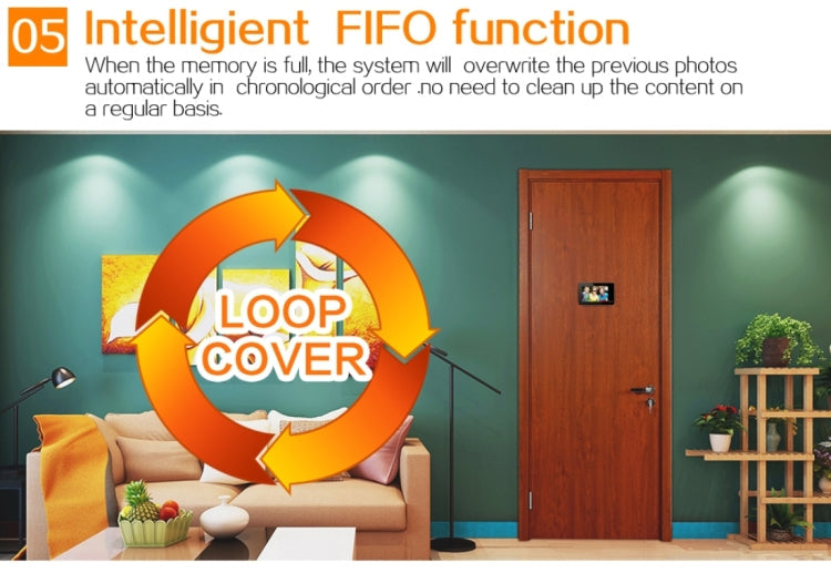 YB-43CH 4.3 inch Screen 1.0MP Security Camera Door Peephole with One-key to Watch Function(Black)