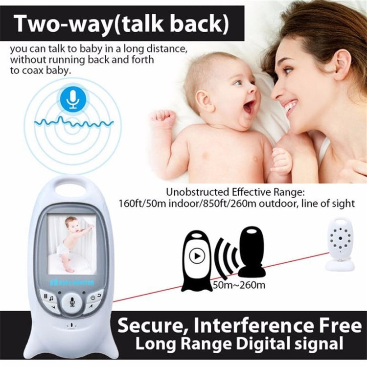 VB601 2.0 inch LCD Screen Hassle-Free Portable Baby Monitor, Support Two Way Talk Back, Night Vision(US Plug)