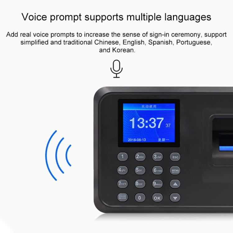 F01 Fingerprint Time Attendance Machine with 2.4 inch TFT Screen, UK Plug