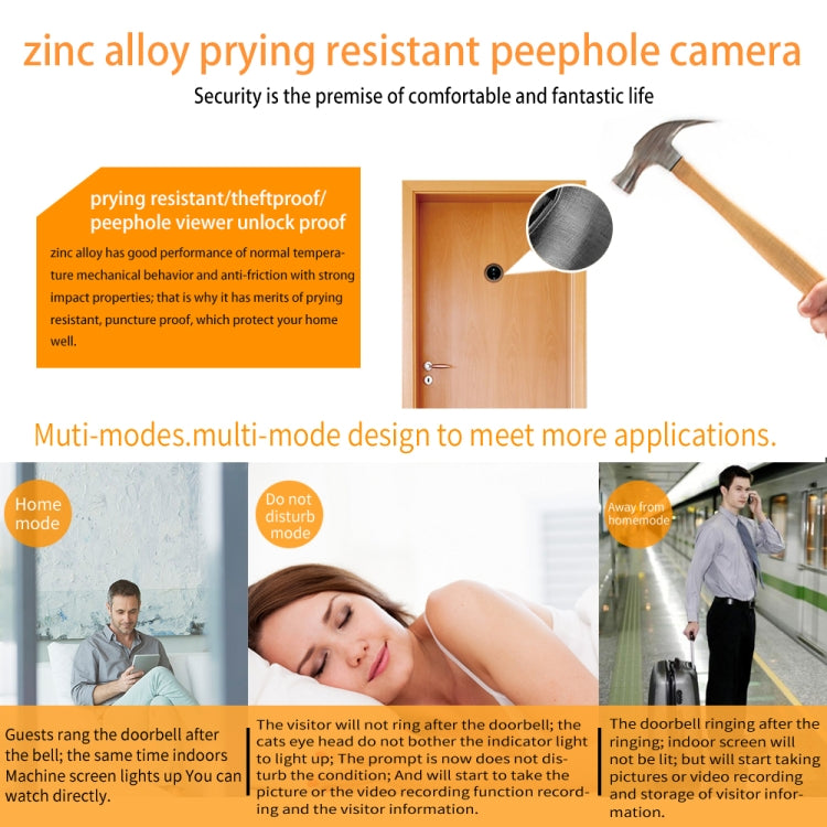 W8-S 2.4 inch Screen 2.0MP Security Camera No Disturb Peephole Viewer, Support TF Card(Silver)