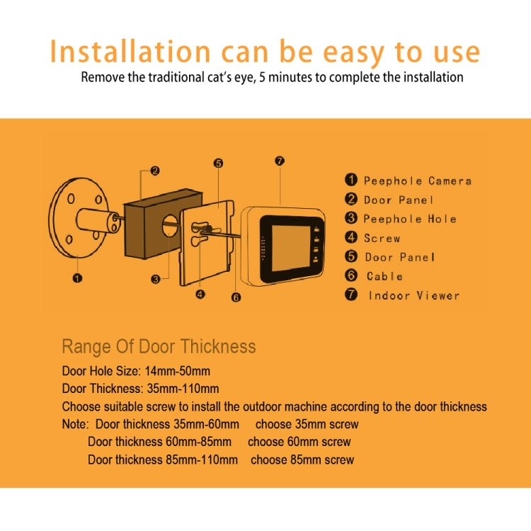 W8-S 2.4 inch Screen 2.0MP Security Camera No Disturb Peephole Viewer, Support TF Card(Silver)