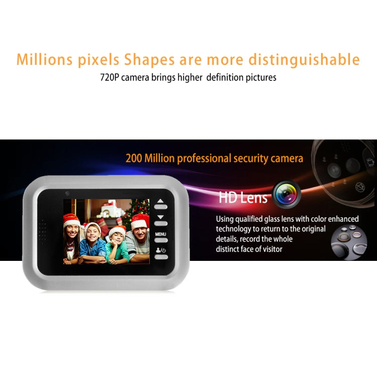 W8-S 2.4 inch Screen 2.0MP Security Camera No Disturb Peephole Viewer, Support TF Card(Silver)