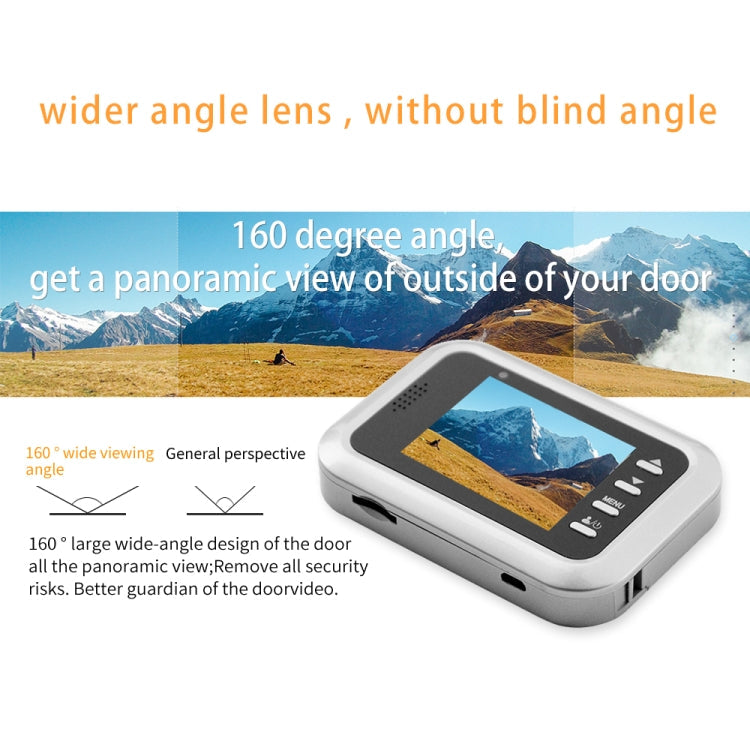W8-S 2.4 inch Screen 2.0MP Security Camera No Disturb Peephole Viewer, Support TF Card(Silver)