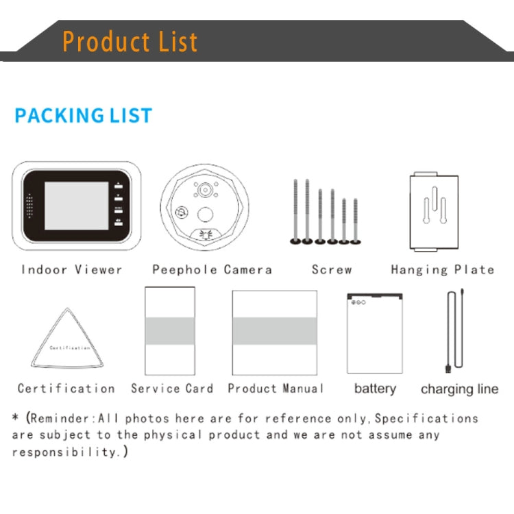 Danmini Q8 2.4 inch Color Screen 1.0MP Security Camera No Disturb Peephole Viewer, Support TF Card (32GB Max) / Night Vision / PIR Motion Detection(Gold)