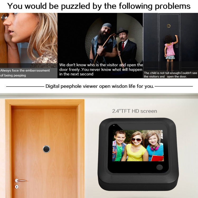 X5 2.4 inch Screen 2.0MP Security Camera No Disturb Peephole Viewer, Support TF Card(Black)