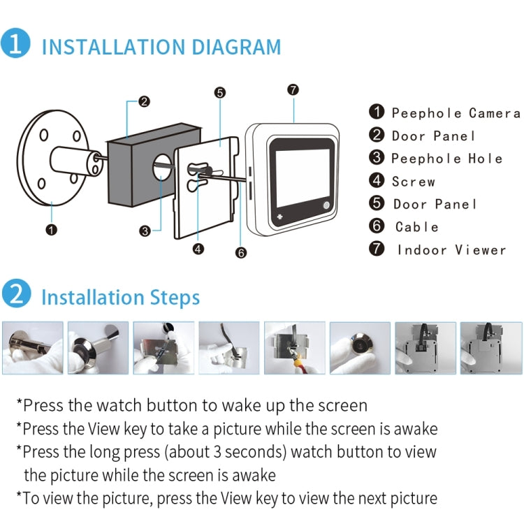 X5 2.4 inch Screen 2.0MP Security Camera No Disturb Peephole Viewer, Support TF Card(Black)