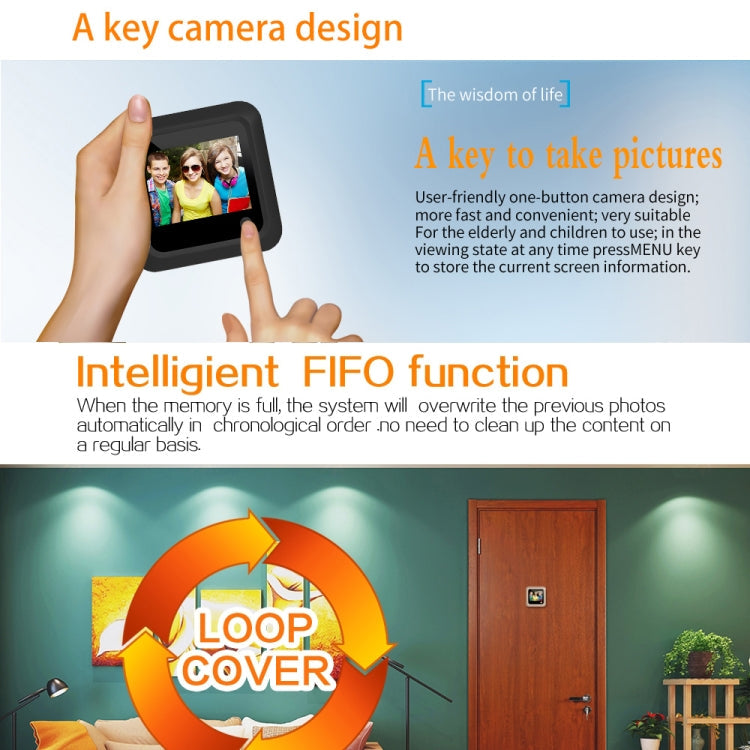X5 2.4 inch Screen 2.0MP Security Camera No Disturb Peephole Viewer, Support TF Card(Black)