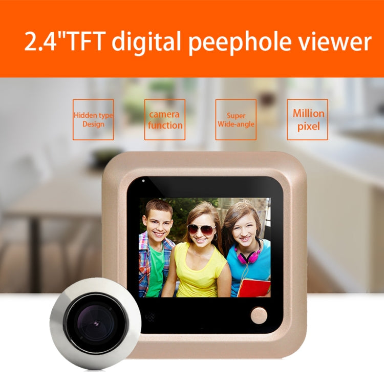 X5 2.4 inch Screen 2.0MP Security Camera No Disturb Peephole Viewer, Support TF Card(Gold)