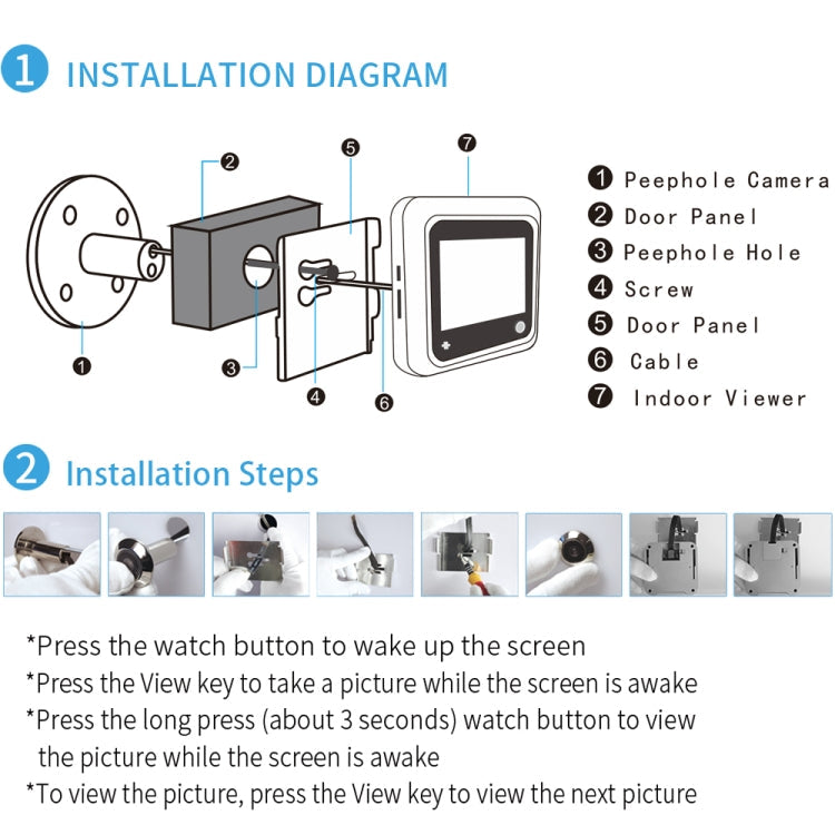 X5 2.4 inch Screen 2.0MP Security Camera No Disturb Peephole Viewer, Support TF Card(Gold)