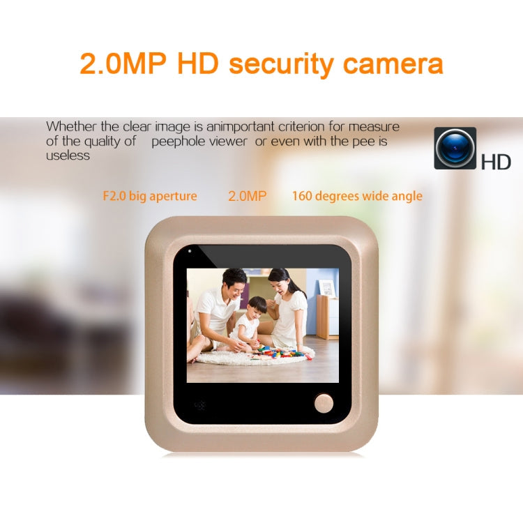 X5 2.4 inch Screen 2.0MP Security Camera No Disturb Peephole Viewer, Support TF Card(Gold)