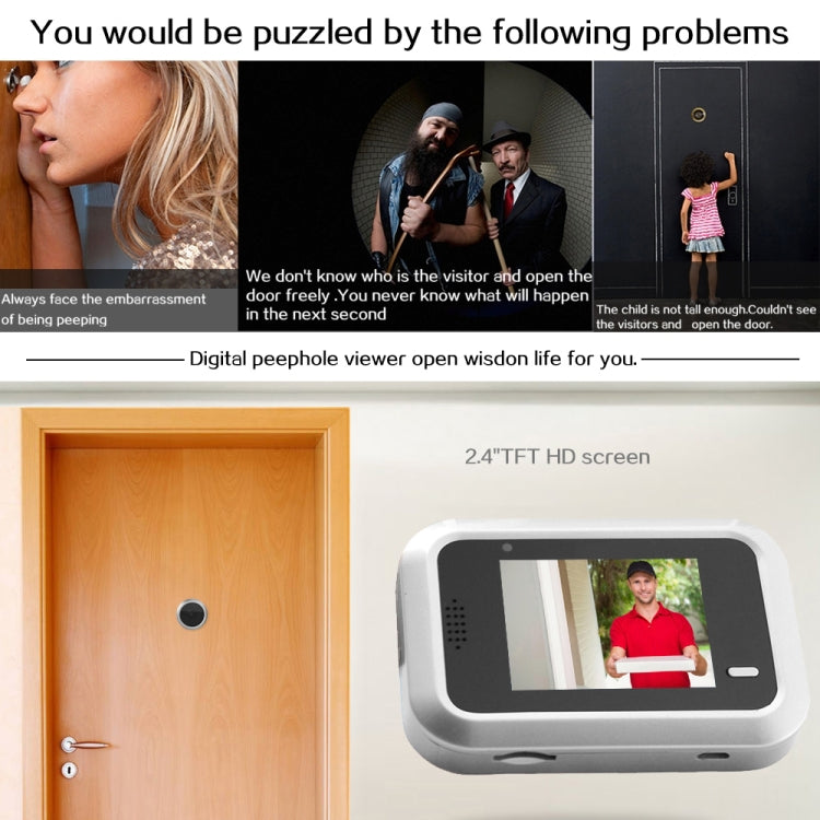 X8 2.4 inch Screen 2.0MP Security Camera No Disturb Peephole Viewer, Support TF Card