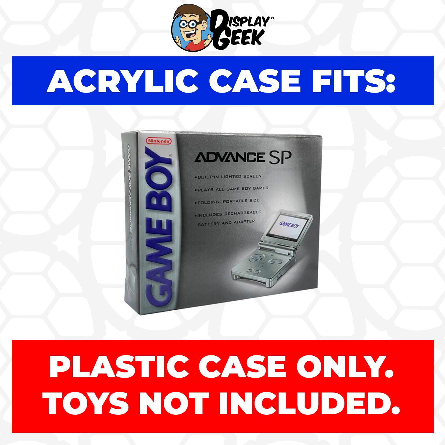Acrylic Case for Nintendo Game Boy Advance SP AGS-001 Frontlit Original Video Game Console Box, 4mm thick, UV Resistant & Magnetic Slide Bottom