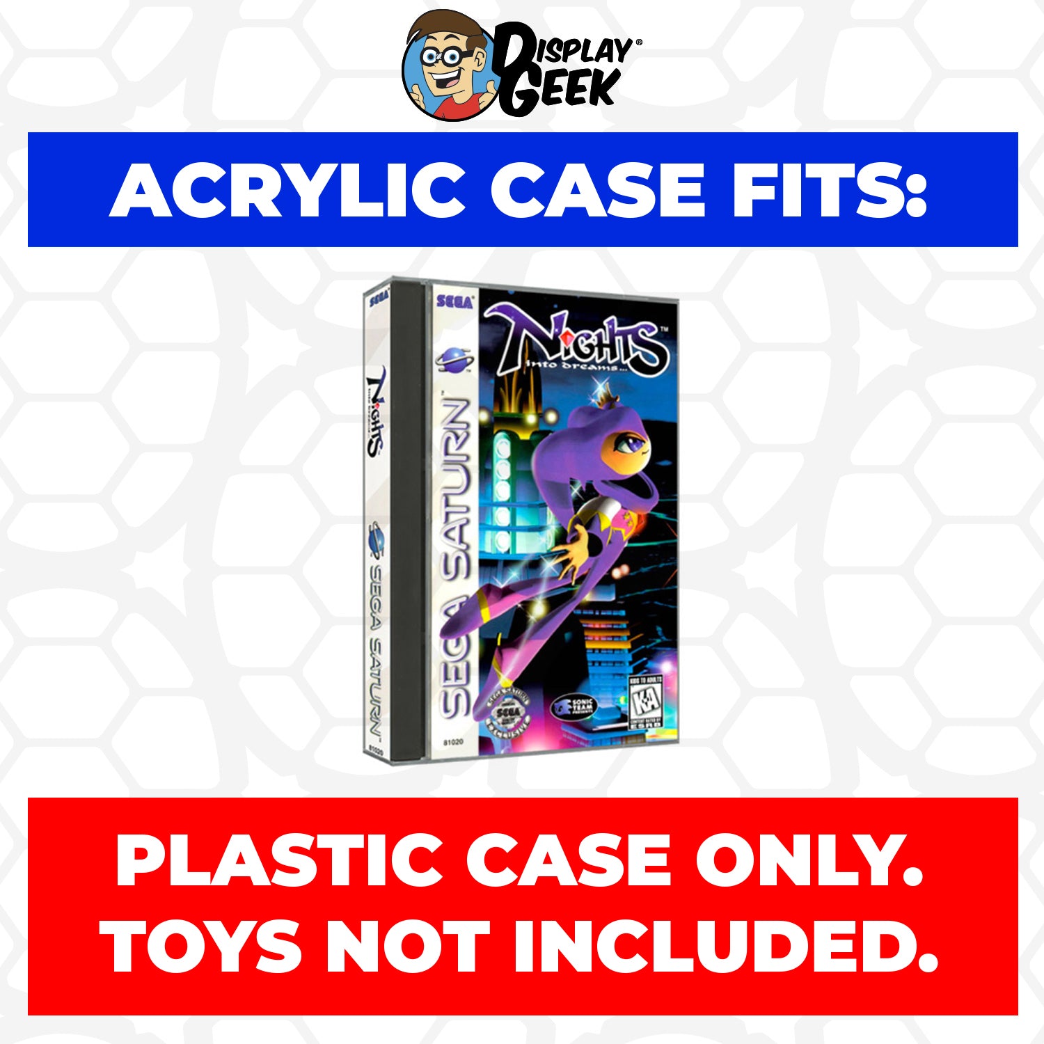 Acrylic Case for Sega Saturn Long & Tall Video Game Cases, 4mm thick, UV Resistant & Magnetic Slide Bottom