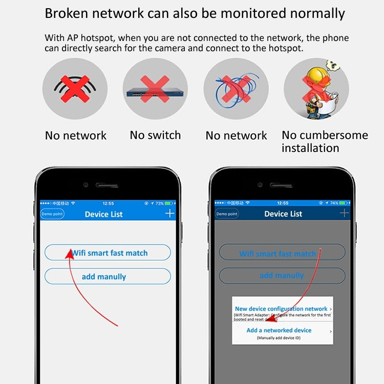 720P HD 1.0 MP Wireless IP Camera, Support Infrared Night Vision / Motion Detection / APP Control, US Plug