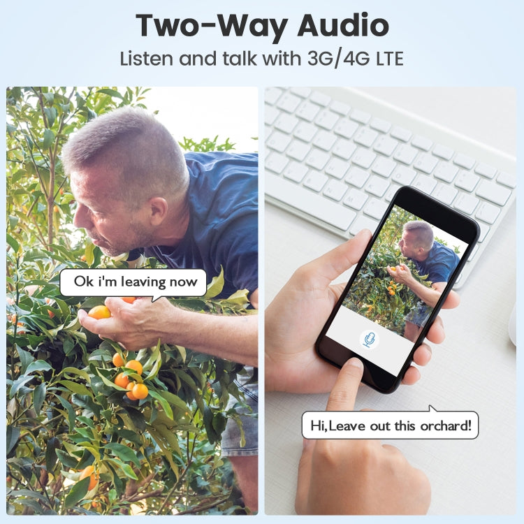 T20 1080P Full HD 4G (US Version) Solar Powered Camera, Support PIR Human Body Infrared Sensor, Night Vision, Two Way Audio, TF Card