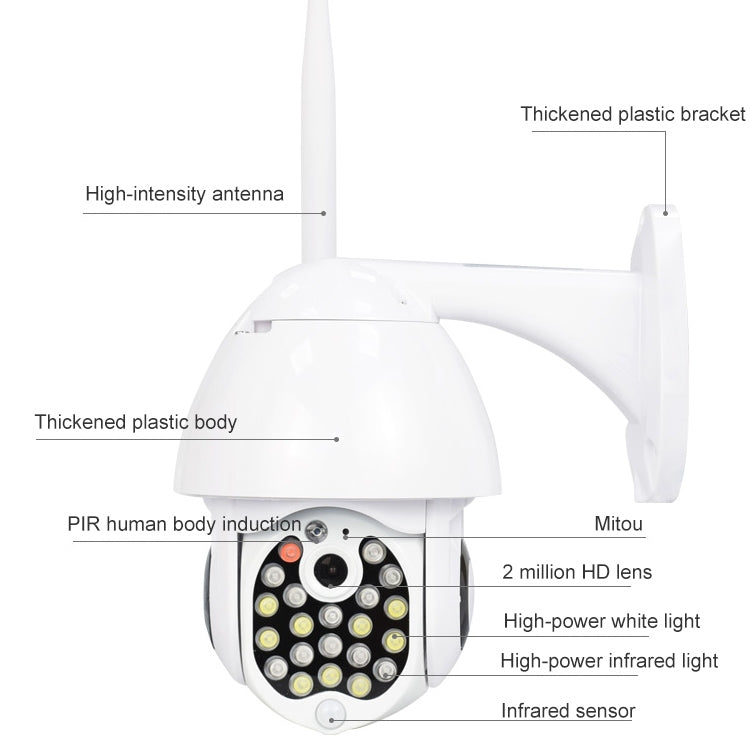 QX17 2 Million Pixels WiFi High-definition Surveillance Camera Outdoor Dome Camera, Support Night Vision & Two-way Voice & Motion Detection(AU Plug)