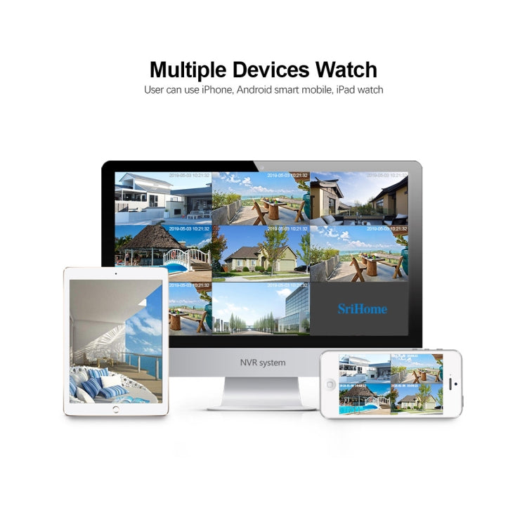 SriHome NVS001+IPC024 1080P 4-Channel NVR Kit Wireless Security Camera System, Support Humanoid Detection / Motion Detection / Two Way Audio / Night Vision, AU Plug