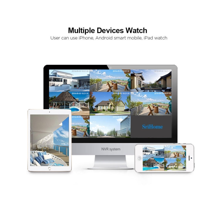 SriHome NVS001+IPC029 1080P 4-Channel NVR Kit Wireless Security Camera System, Support Humanoid Detection / Motion Detection / Night Vision, EU Plug