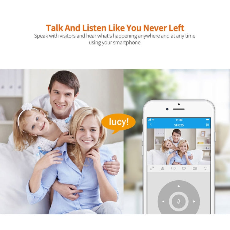 SriHome SH025 2.0 Million Pixels 1080P HD AI Auto-tracking IP Camera, Support Two Way Audio / Motion Tracking / Humanoid Detection / Night Vision / TF Card, EU Plug