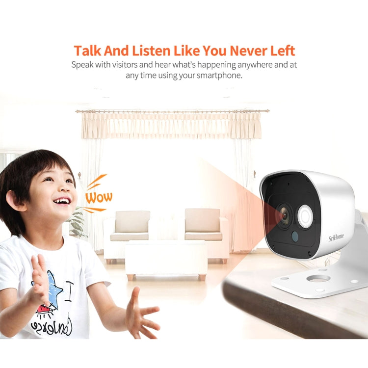 SriHome SH029 3.0 Million Pixels 1296P HD AI Camera, Support Two Way Talk / Motion Detection / Humanoid Detection / Night Vision / TF Card, AU Plug