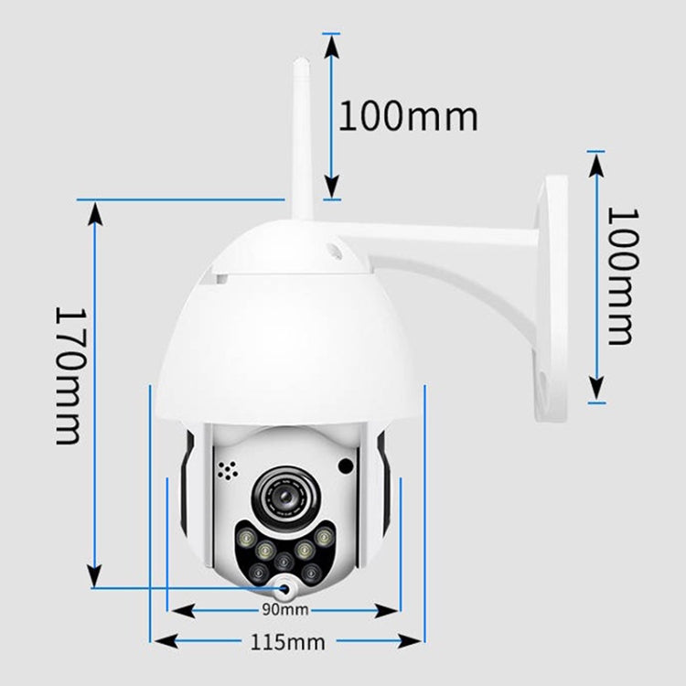 Wireless Surveillance Camera HD PTZ Home Security Outdoor IP66 Waterproof Network Dome Camera, Support Night Vision & Motion Detection & TF Card, AU Plug