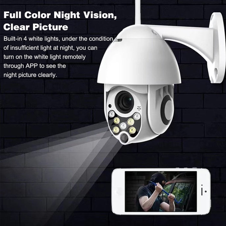 Wireless Surveillance Camera HD PTZ Home Security Outdoor IP66 Waterproof Network Dome Camera, Support Night Vision & Motion Detection & TF Card, AU Plug