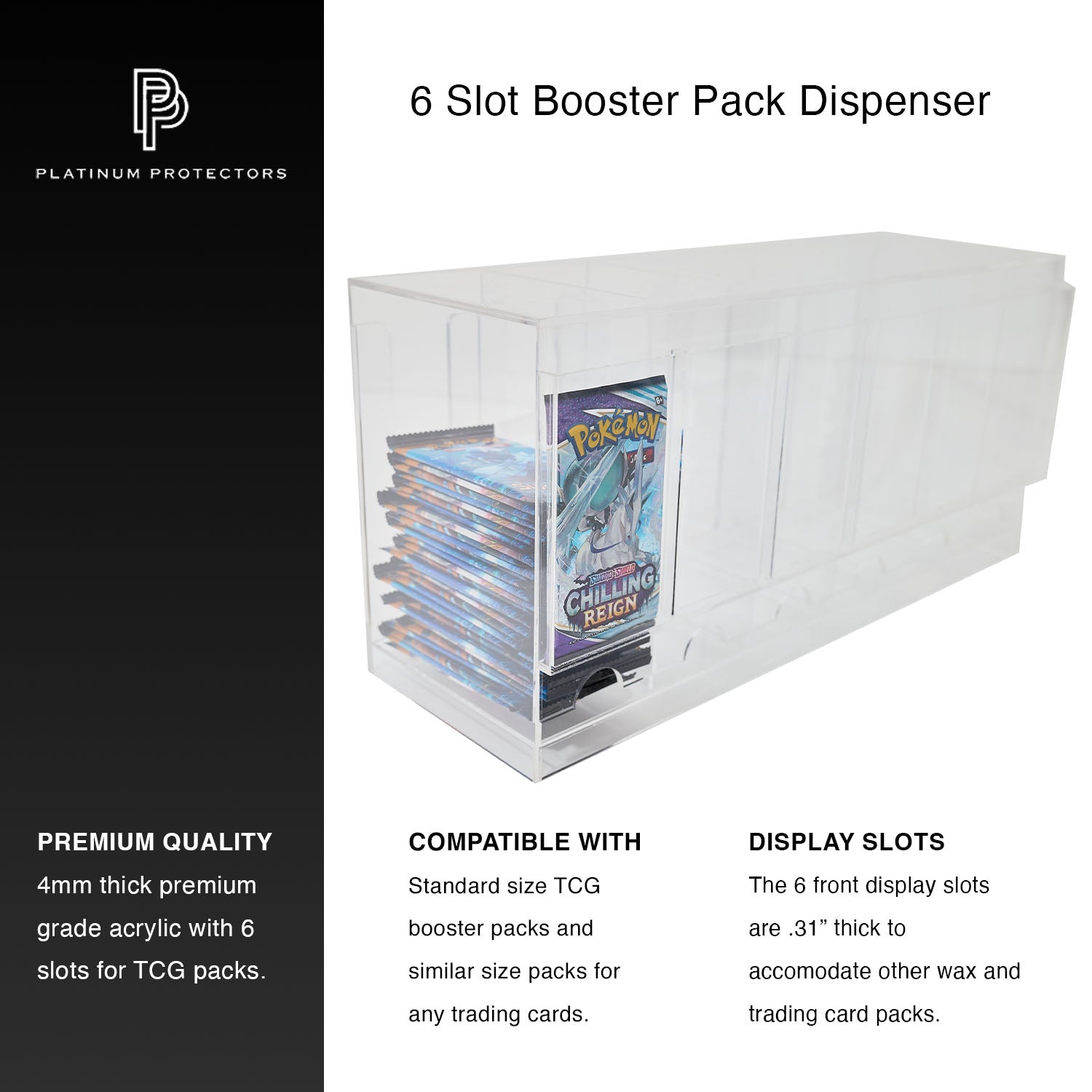 Premium Acrylic Case for TCG Packs 6 Slot Dispenser