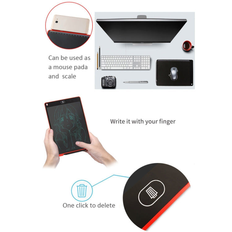 Portable 12 inch LCD Writing Tablet Drawing Graffiti Electronic Handwriting Pad Message Graphics Board Draft Paper with Writing Pen(Red)