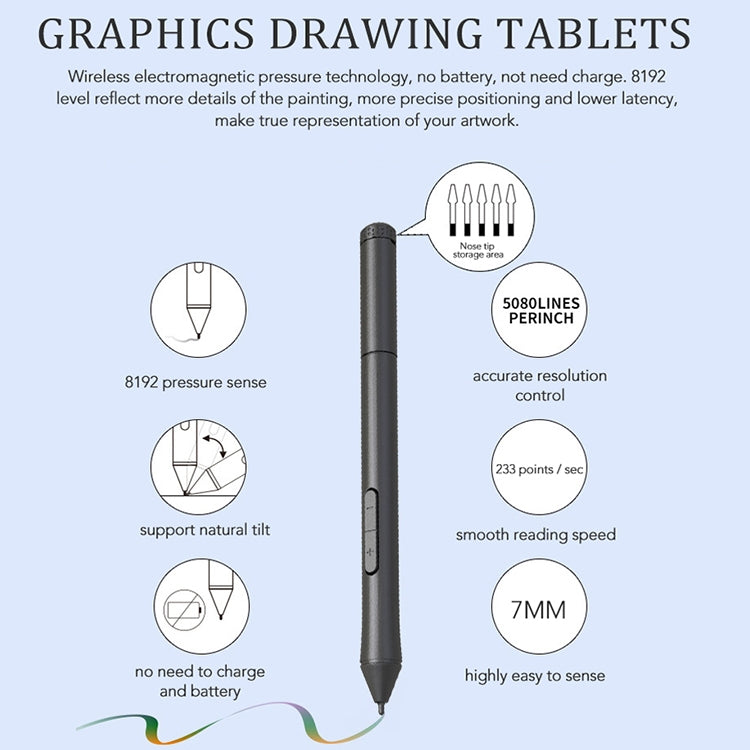 10Moons T503 Drawing Tablet Can Be Connected to mobile Phone Tablet with 8192 Passive Pen(Pink)