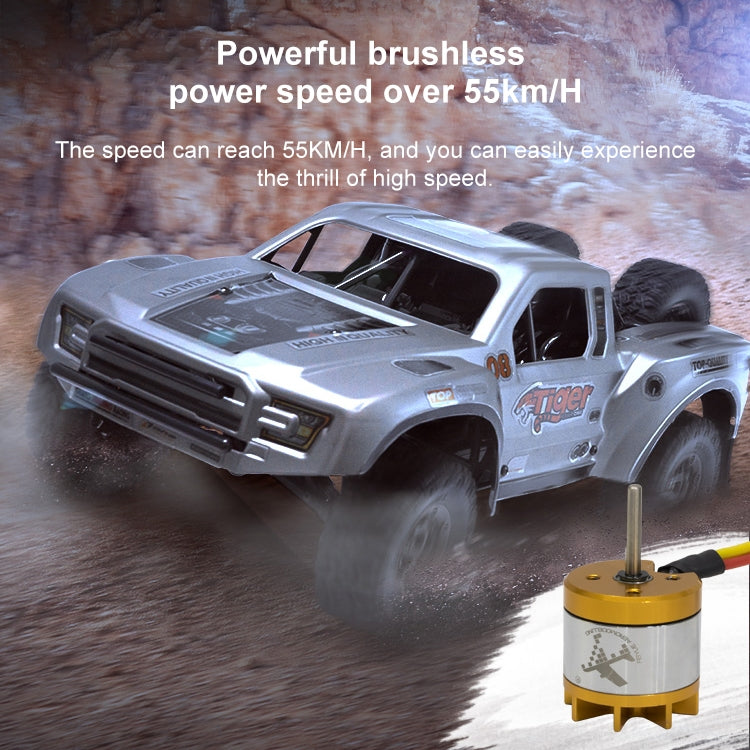 FY-08 Brushless Version 2.4G Remote Control Off-road Vehicle 1:12 Four-wheel Drive Short Truck High-speed Remote Control Car, EU Plug (Grey)