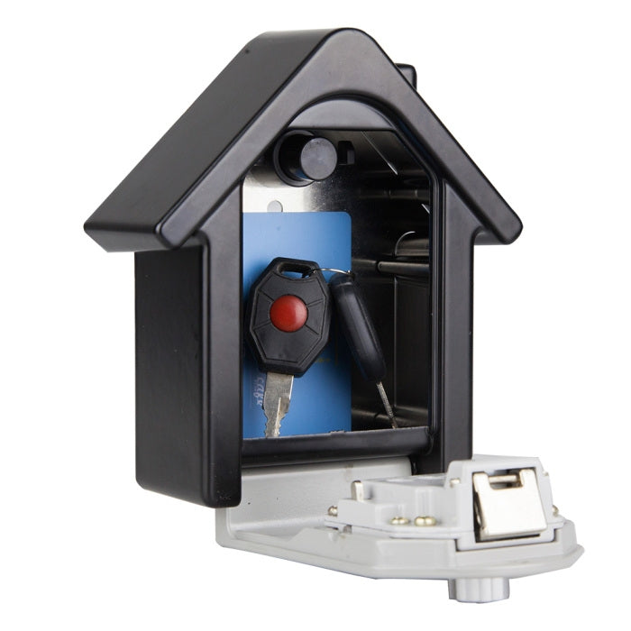 Hut Shape Password Lock Storage Box Security Box Wall Cabinet Safety Box, with 1 Key(Black)