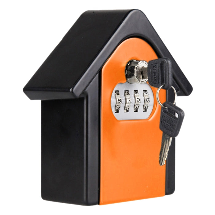 Hut Shape Password Lock Storage Box Security Box Wall Cabinet Safety Box, with 1 Key(Orange)