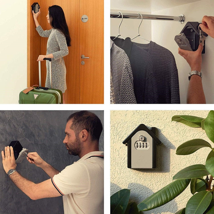 Hut Shape Password Lock Storage Box Security Box Wall Cabinet Safety Box, with 1 Key(Green)