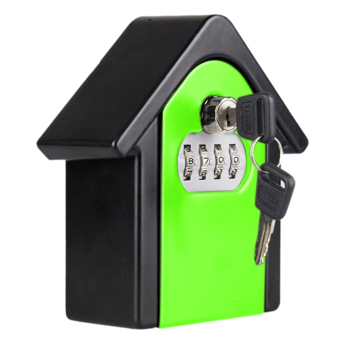 Hut Shape Password Lock Storage Box Security Box Wall Cabinet Safety Box, with 1 Key(Green)